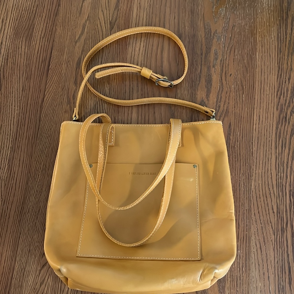 Portland Leather Crossbody Tote Sunflower Color